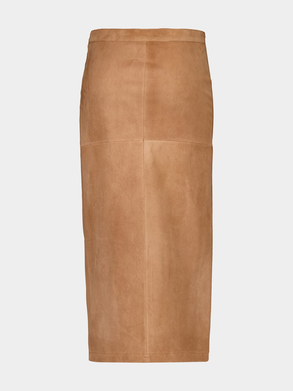 Caramel Draped Suede Midi Skirt