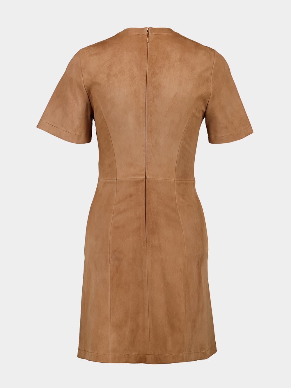 Camel Draped Suede Mini Dress