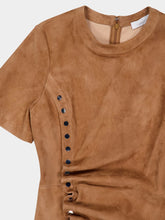 Rabanne Camel Draped Suede Mini Dress