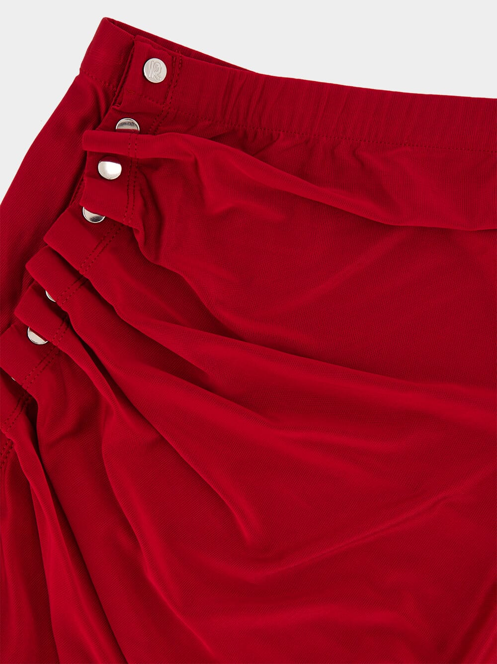 Red Draped Midi Skirt in Jersey