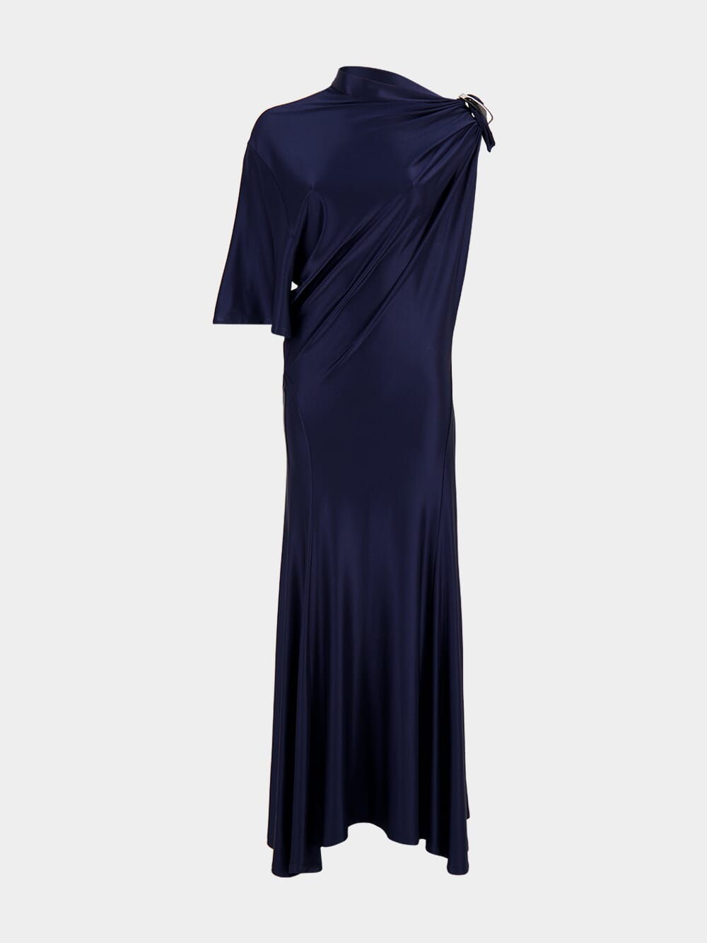 Navy Asymmetrical Jersey Long Dress