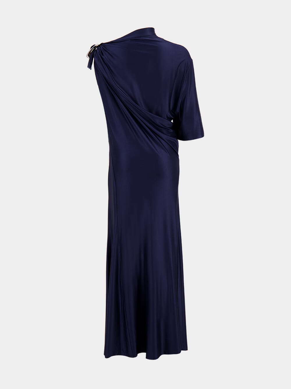 Navy Asymmetrical Jersey Long Dress