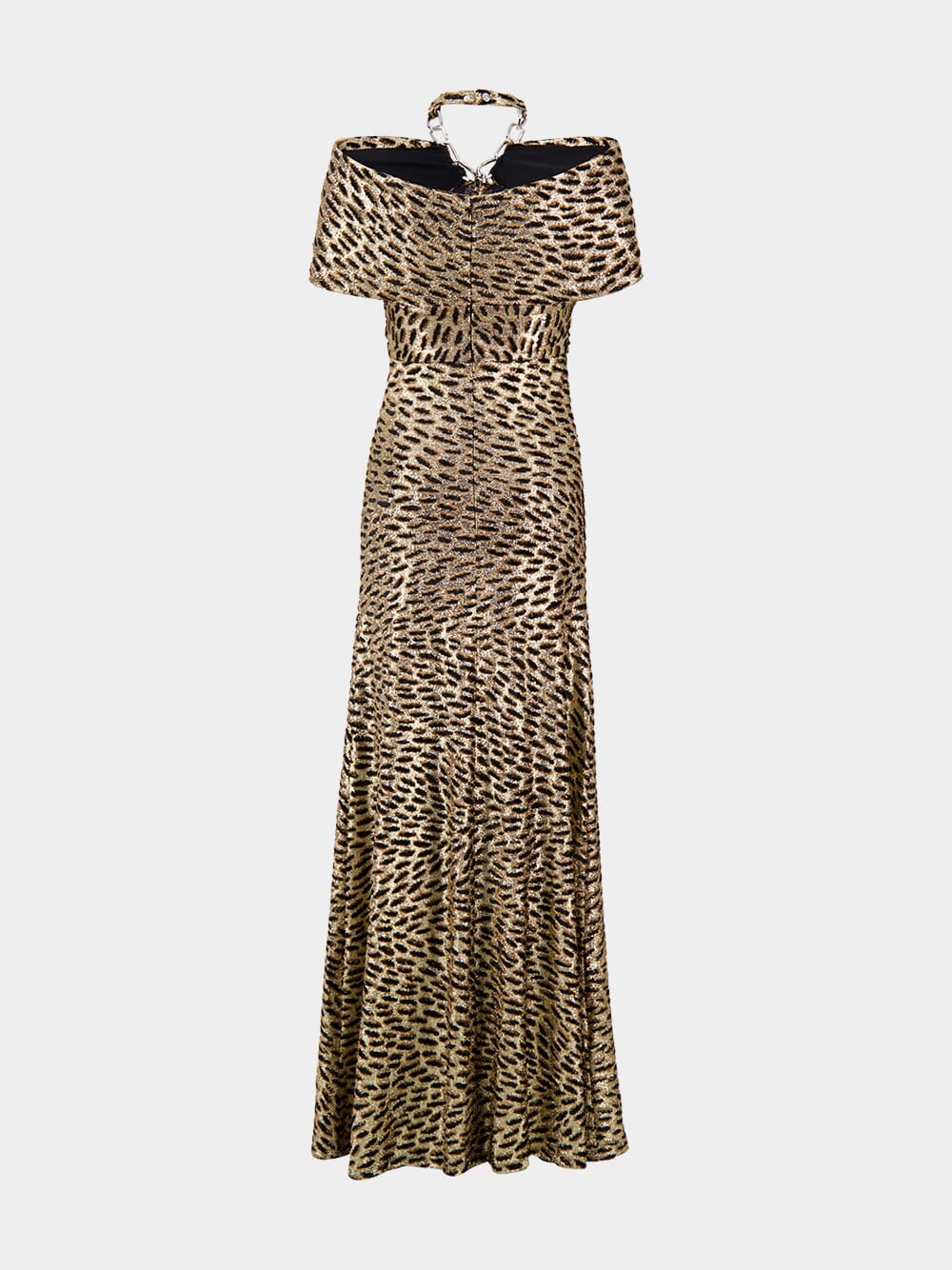 Animal Print Chain-Neck Gown