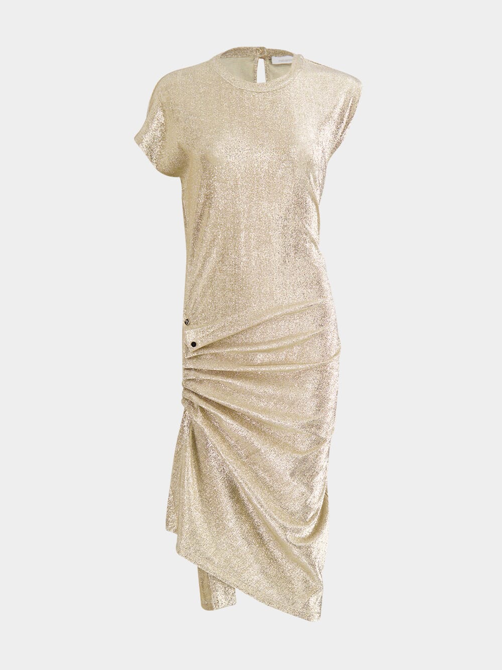 Gold Draped Lurex Asymmetrical Dress