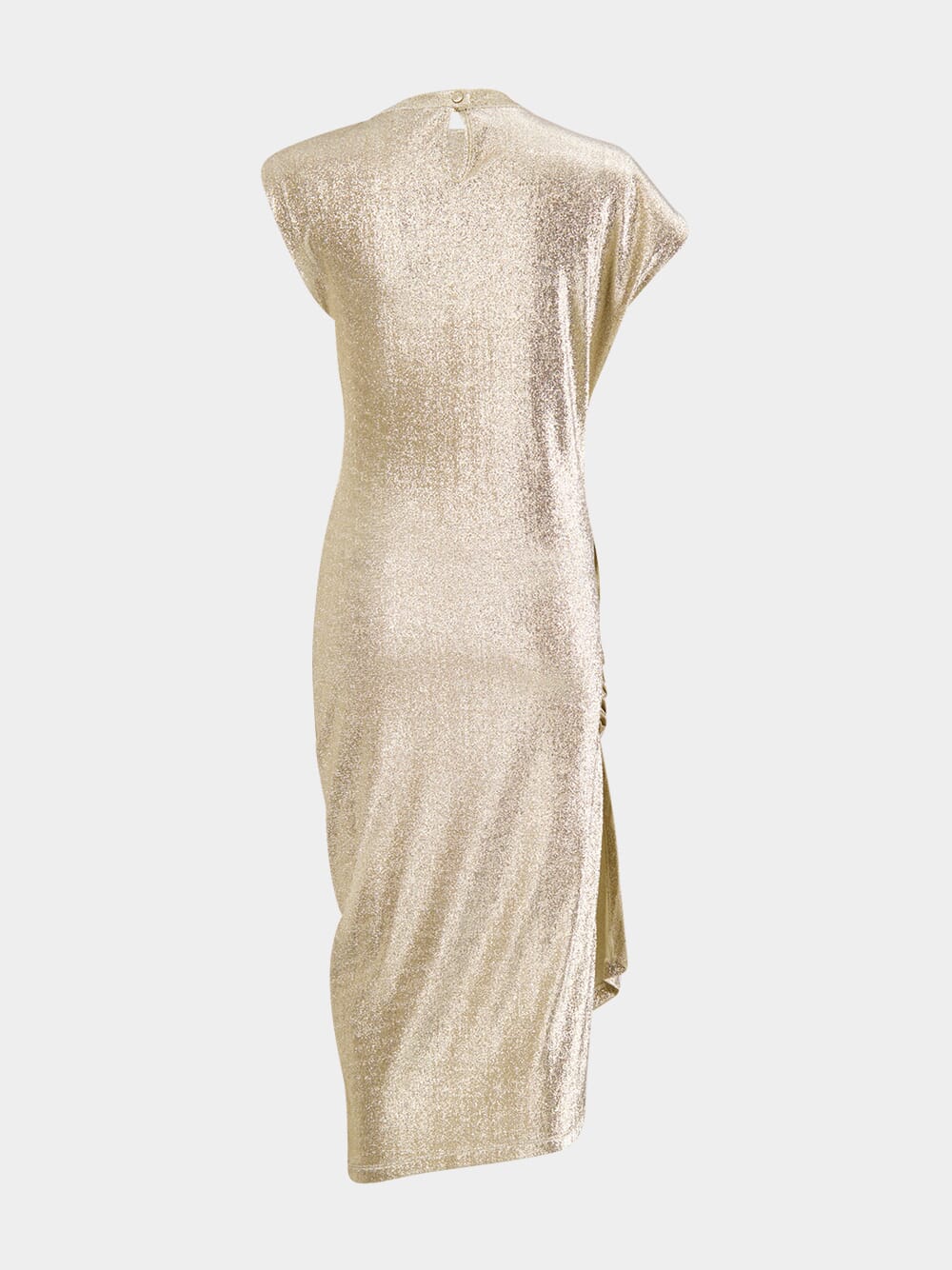 Gold Draped Lurex Asymmetrical Dress