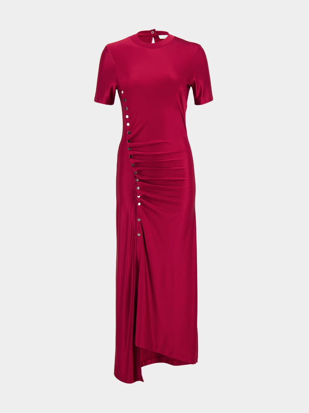 Red Draped Long Dress in Jersey