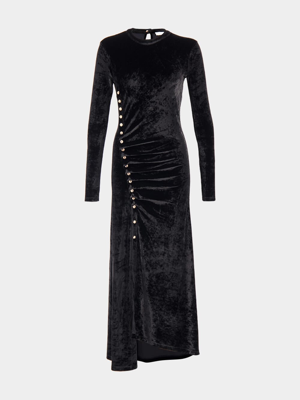 Black Long Velvet Draped Dress