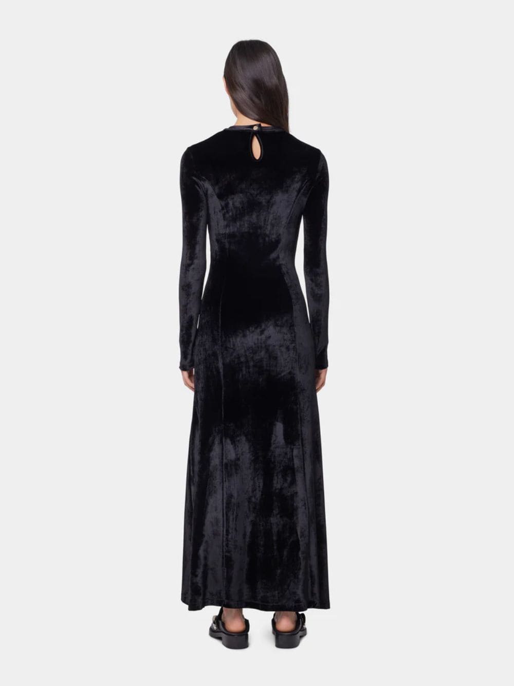 Black Long Velvet Draped Dress