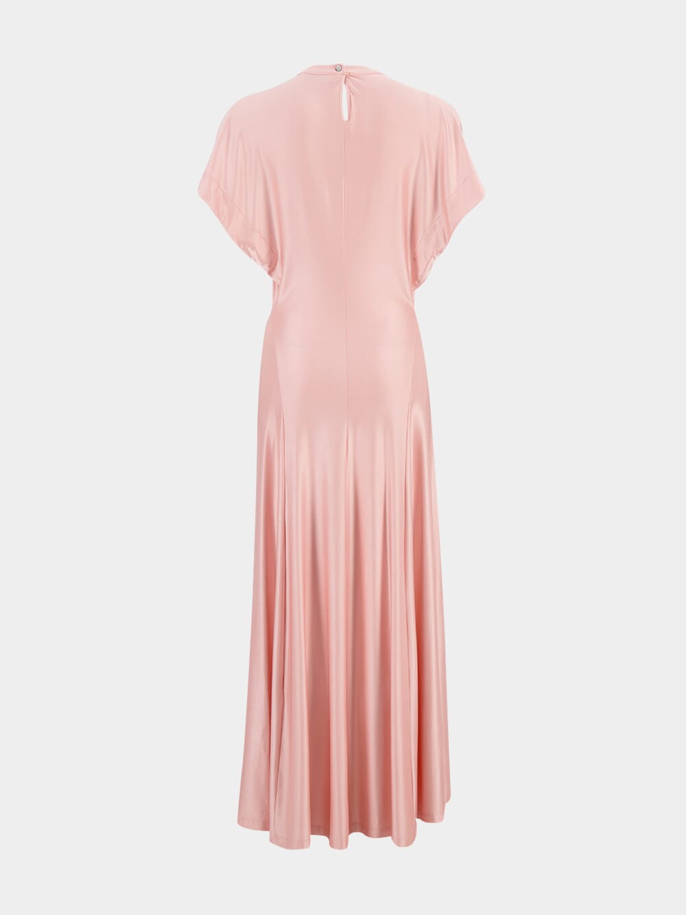 Pink Draped Long Dress with Button Detail