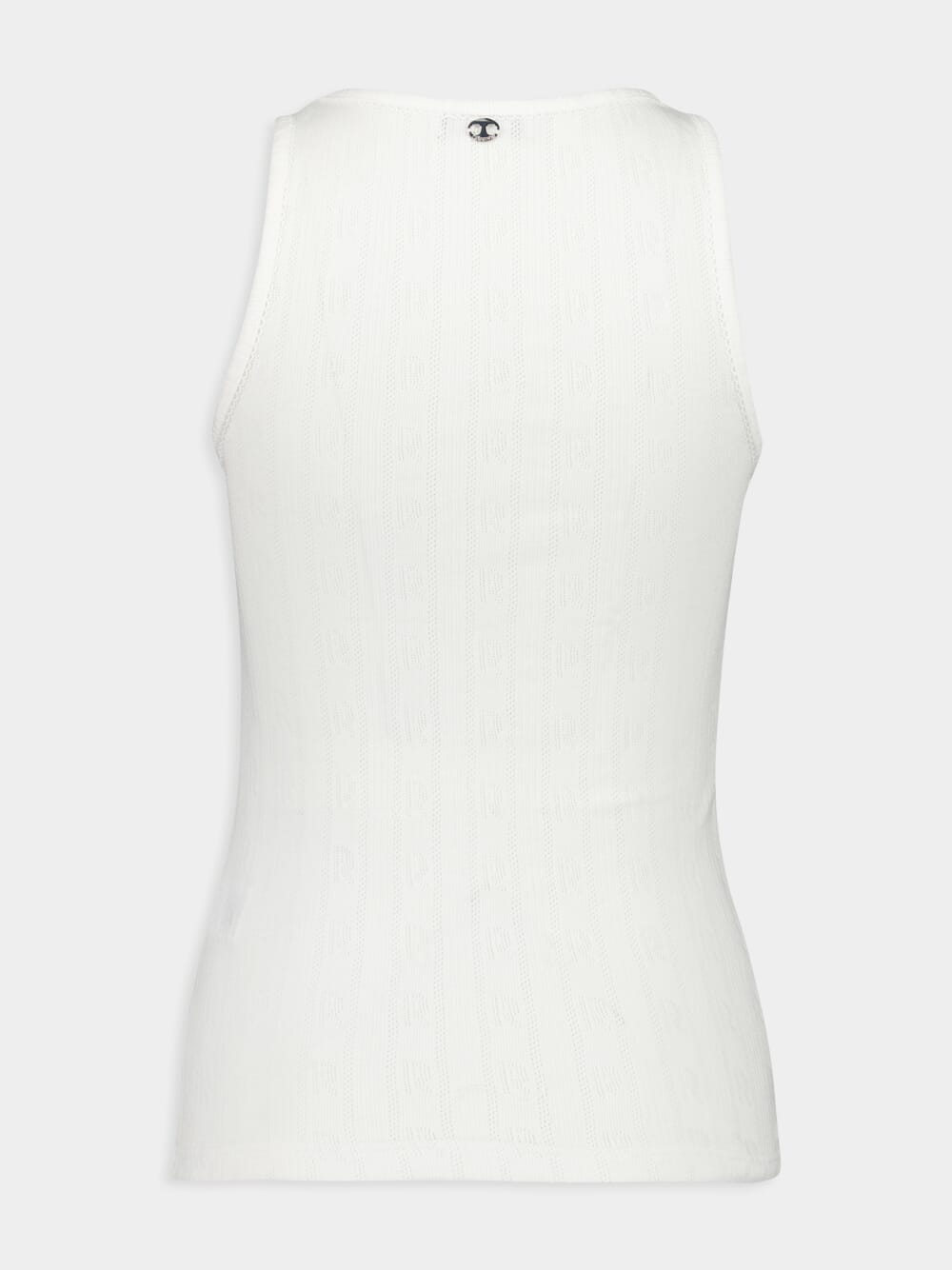 White Round-Neck Tank Top with Logo