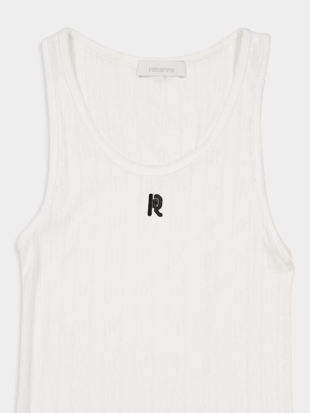 White Round-Neck Tank Top with Logo