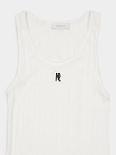 Rabanne White Round-Neck Tank Top with Logo