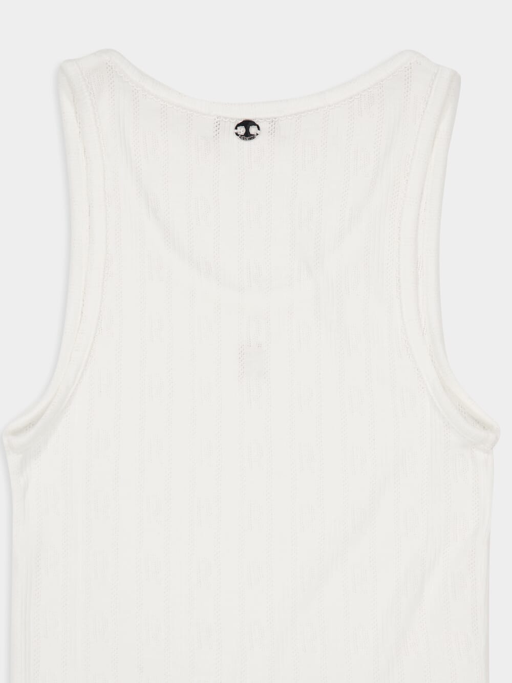 White Round-Neck Tank Top with Logo