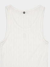 Rabanne White Round-Neck Tank Top with Logo