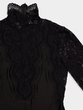 Rabanne Black Long-Sleeve Lace and Jersey Top