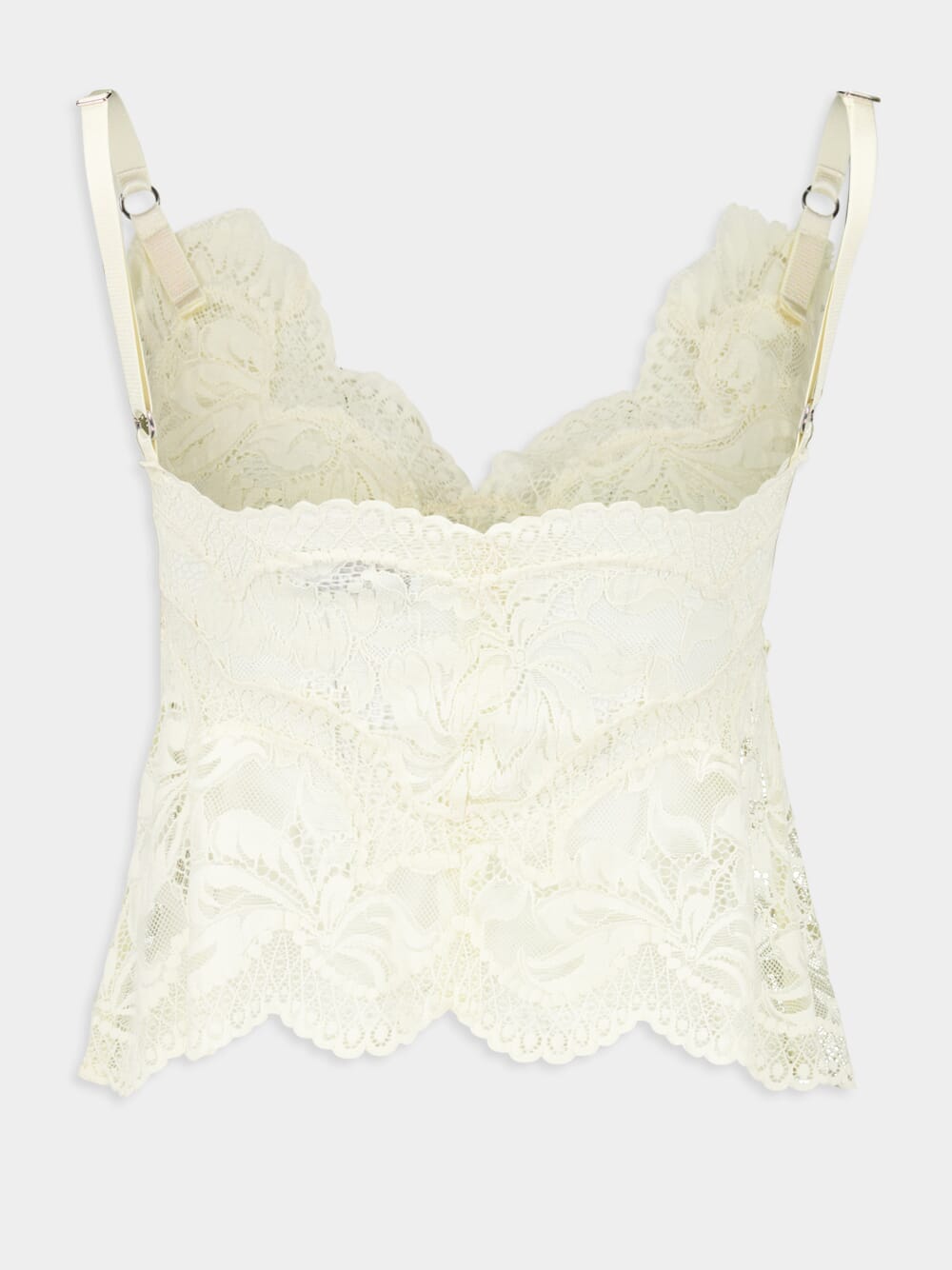 Ivory Lace Tank Top with Scalloped Edges