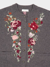 Rabanne Grey Wool Cashmere Floral Embroidered Cardigan