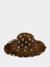 Rabanne Dark Brown Raffia Bucket Hat with 1969 Discs