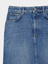 Rabanne Light Blue Denim Midi Skirt with Fringe