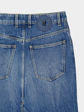 Rabanne Light Blue Denim Midi Skirt with Fringe