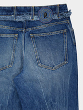 Rabanne Light Blue Straight-Leg Jeans with Fringe