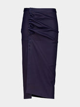 Rabanne Midnight Blue Lambskin Leather Midi Skirt