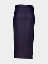 Rabanne Midnight Blue Lambskin Leather Midi Skirt