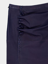 Rabanne Midnight Blue Lambskin Leather Midi Skirt