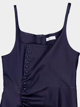 Rabanne Midnight Blue Draped Leather Midi Dress