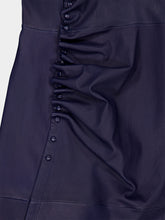 Rabanne Midnight Blue Draped Leather Midi Dress