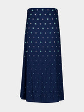 Rabanne Navy Embellished Cupro Midi Skirt