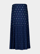 Rabanne Navy Embellished Cupro Midi Skirt