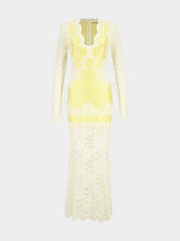 Rabanne Yellow Lace and Jersey Maxi Dress