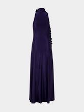 Rabanne Blue Floral Draped Jersey Maxi Dress