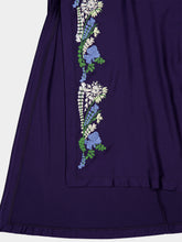 Rabanne Blue Floral Draped Jersey Maxi Dress