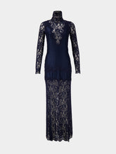 Rabanne Deep Navy Lace and Jersey Maxi Dress