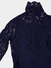 Rabanne Deep Navy Lace and Jersey Maxi Dress