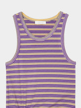 Rabanne Purple Striped Viscose Jersey Tank Top with Piercing