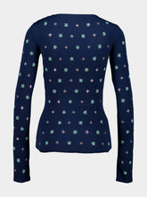 Rabanne Navy Embellished Ruched V-Neck Cupro Top