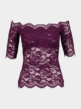 Rabanne Magenta Layered Lace Off-Shoulder Top