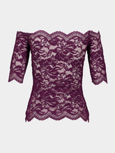 Rabanne Magenta Layered Lace Off-Shoulder Top