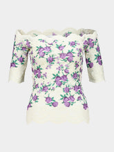 Rabanne Purple Liberty Floral Lace Cropped Top