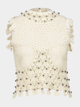 Rabanne Ecru Handmade Crochet Sleeveless Top