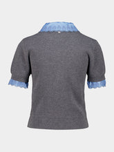 Rabanne Grey Wool and Cashmere Short-Sleeved Sweater