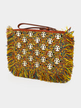 Rabanne Reggae and Light Gold Fringed Raffia Clutch