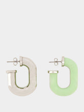 Rabanne Green XL Link Two-Tone Earrings