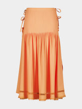 Rabanne Orange Bow Detail Pleated Midi Skirt