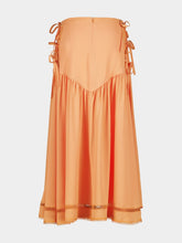 Rabanne Orange Bow Detail Pleated Midi Skirt
