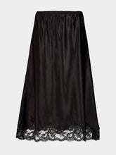 Rabanne Black Viscose Lace-Trim Midi Skirt