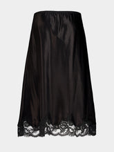 Rabanne Black Viscose Lace-Trim Midi Skirt